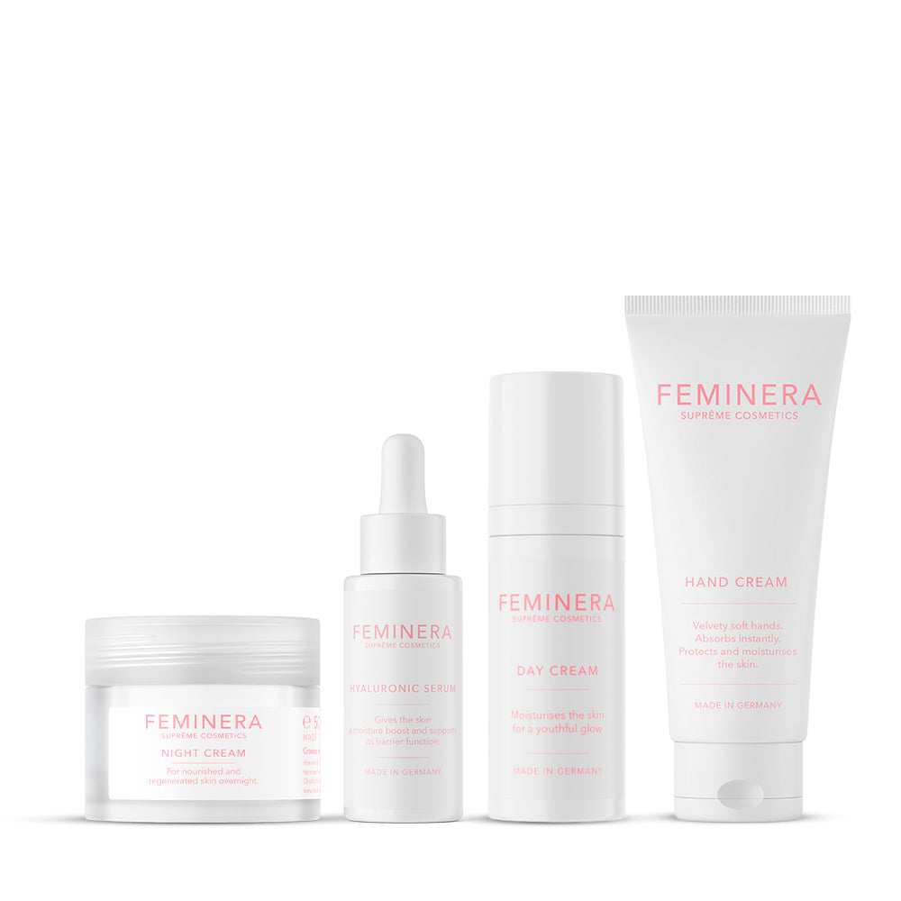 Hydration Set: Tagescreme, Nachtcreme, Augenserum &amp; Handcreme gegen Hautalterung